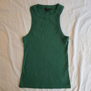 Banana Republic Green M Ribbed Cotton Cutaway Tank Top Racerback